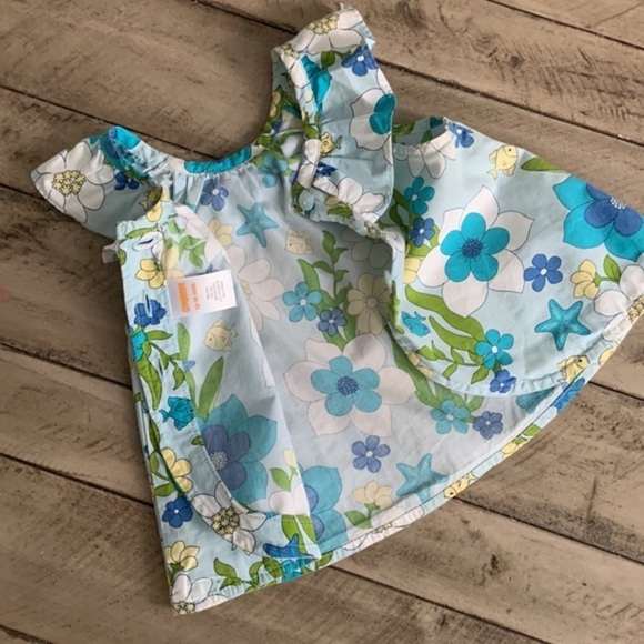 Gymboree Floral Ocean Top Blue 12 18 months - Picture 3 of 4